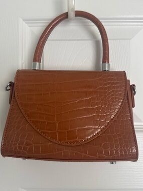 Otherwild Croc-Embossed Top Handle Shoulder Bag in Brown